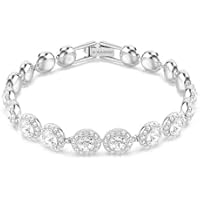 Swarovski Pulsera Tennis Una, Talla redonda, Blanca, Baño de