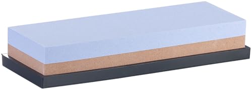 TokioKitchenWare Wasserschleifsteine: Doppel-Wasser-Schleifstein mit rutschfestem Halter, Körnung 240/800 (Schleifstein Abziehsteine, Klingen-Schleifer, Schleif)