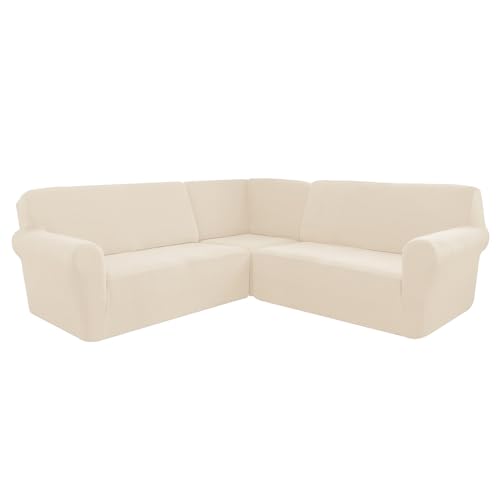Corner Sofa Cover, Soft Thick Stretch L-shape Sectional Couch Protector Cover, Machine Washable, for Home Cafe Club Restaurant,M,5 Seater