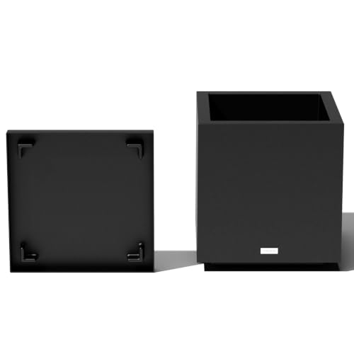 Image of Veradek Block Series Cube Planter & Drip Tray - Square Outdoor Planter Set