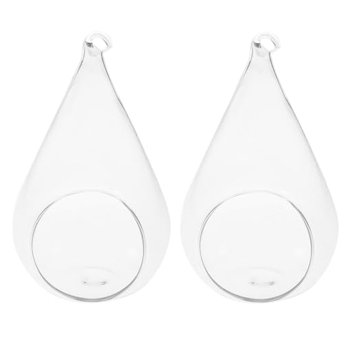 VALICLUD Florero Colgante de Cristal Transparente 2 Piezas Tamaño 9X12 CM Jarrón Decorativo para Micro Paisajes Adecuado para Dormitorios Oficinas y Manualidades