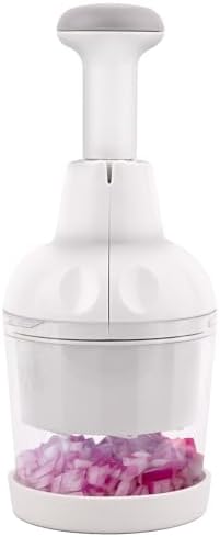 Vegetable Chopper, Food Chopper Manual Hand, Onion, Salad, Garlic, Nut & Veggie Cutter, Dishwasher Safe, White