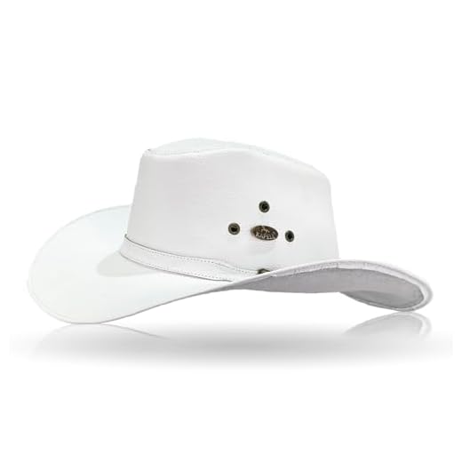 1652KP-Chapéu Unissex Estilo Americano em Couro Legítimo Linha Indiana (BR, Alfa, M, Branco)