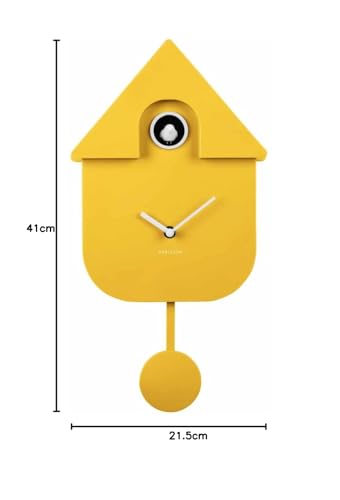 Reloj de pared cuco moderno con péndulo oscilante y canción de pájaro amarillo 8