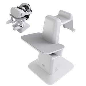 KIWI design VR Stand Accessories for Oculus Quest 2 Meta Quest 2 Rift S Quest Valve Index HP Reverb G2 VR Headset and Touch Controllers(White)