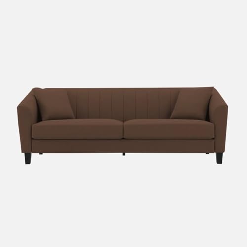Image of Avion Natalia 3 Seater Velvet Sofa for Living Room|Brown| Luxury Plush Fabric Couch, Modern Comfortable Upholstered Sofa, Premium Home Furniture Lounge Seating