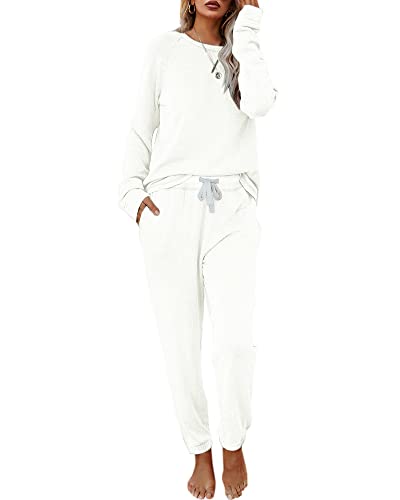 Eurivicy Women's 2 Piece Solid Sweatsuit Set Long Sleeve Pullover And Drawstring Sweatpants Sport Outfits Sets #TOP8