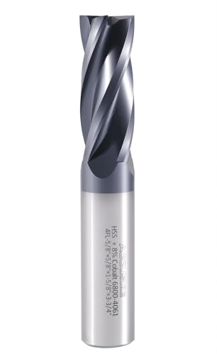 Accusize Industrial Tools 5/8'' Dia x 5/8'' Shank Dia M42 (8% Cobalt) Tiain Finishing End Mill, CNC, Center Cutting, 6800-4061