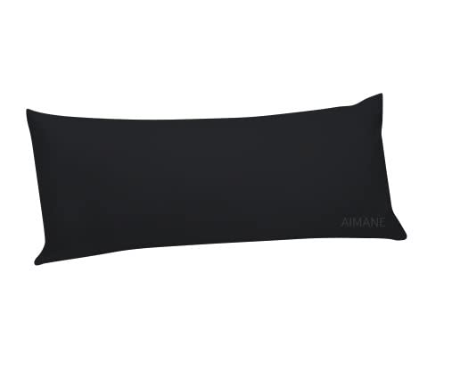 AIMANELong Bolster Pillowcase Cover - Body Pillow Neck Support - Orthopaedic Bolster Pillowcase Cover Nursing Pregnancy Support Long Pillowcases (Double 4.6FT, Black)