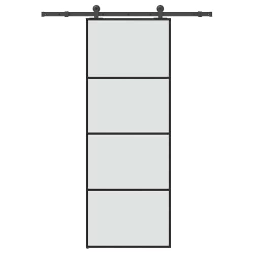vidaXL Puerta corredera con set herrajes vidrio ESG aluminio 76x205 cm