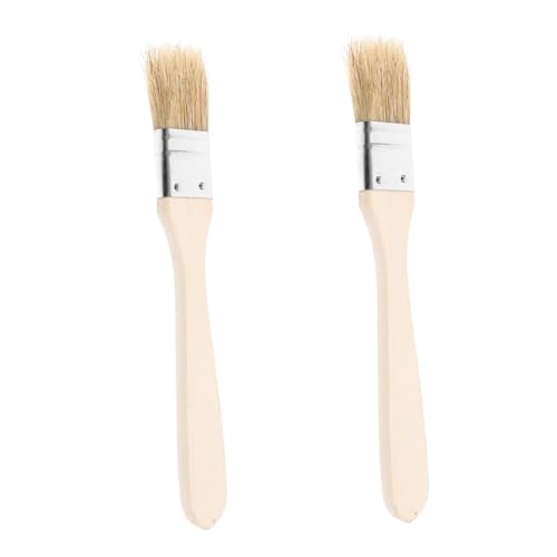 Mipcase 2Pcs Wooden Handle Basting Brush Set Pig Hair Bbq Brush for Grilling Baking and Cooking Easy to Clean Non Shedding Bristles for Marinades and Sauces