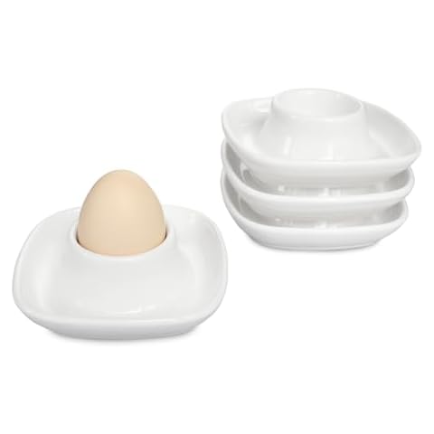 Bealuffe Ceramic Egg Cups for Soft Boiled Eggs, Egg Holder Porcelain Egg Dish for Breakfast for Easter (4 Pack) Cover