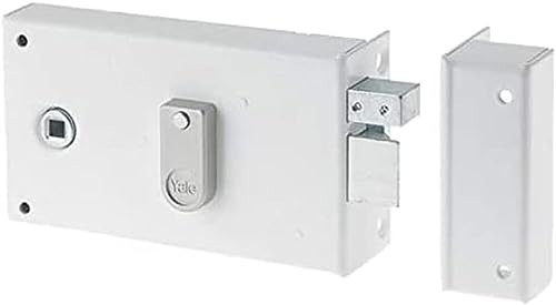 Yale Serrure en Applique Horizontale à Fouillot, 2 Clés, Version Droite - Pour Grille et Portail, Blanc, Droite