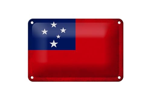 FEMER Blechschild Flagge Samoa 18x12cm Flag of Samoa Vintage Dekoration