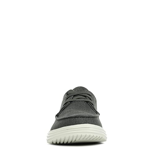 Skechers Men's Loafer Flat, Black Washed Canvas, 12