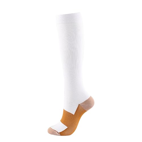 Generisch Medias de compresión para hombre y mujer, para senderismo, para ciclismo, largas, para trombosis, de compresión, para deporte, de compresión, 01 White, XXL