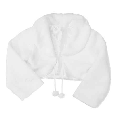 Chaqueta de piel sintética para niña y chal de vestir elegante color blanco