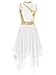 YOOJOO Women Praise Dance Outfit Metallic Block Asymmetric Overlay Dress + Pants Worship Liturgical Lyrical Costume White Small