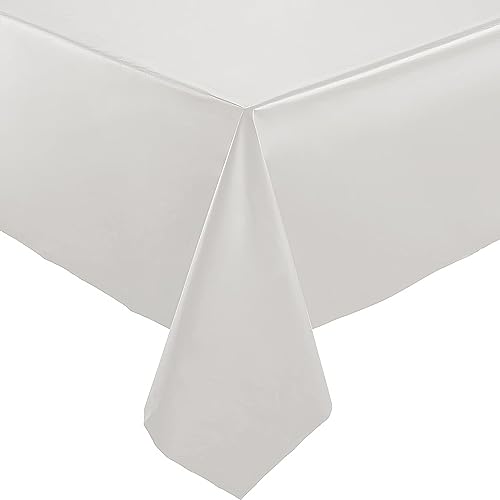 Blue Sky Silver Plastic Tablecloth for Rectangle Tables- 54x108 Party Table Cloth Disposable (1 Count) | Premium Silver Tablecloth for 6 to 8 Foot Tables at Parties Weddings Birthdays & More