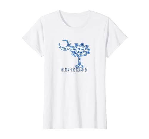 Donna Ragazze Hilton Head Island SC Palm Moon Chinoiserie Toile Maglietta