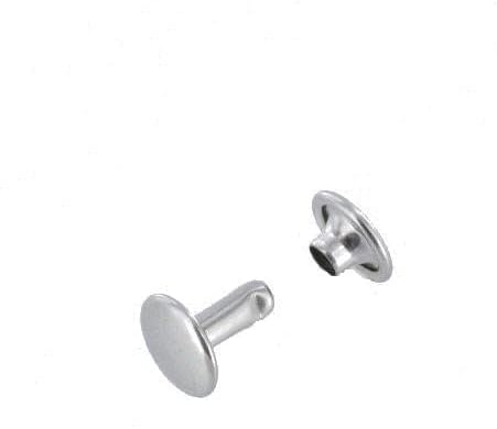Double Cap Rivet, Nickel Plate, Solid Brass-LL (100 sets per bag), Multiple Sizes