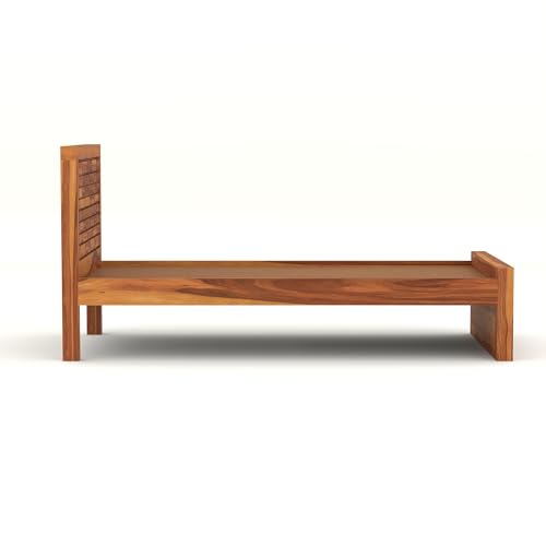Image of Solid Sheesham Wooden Bed 6X4 Bed Single Bed Without Storage for Bedroom - Single Cot Wooden BedSingle Size for Living Room Guest Room - 12 Month Warranty (James Honey)