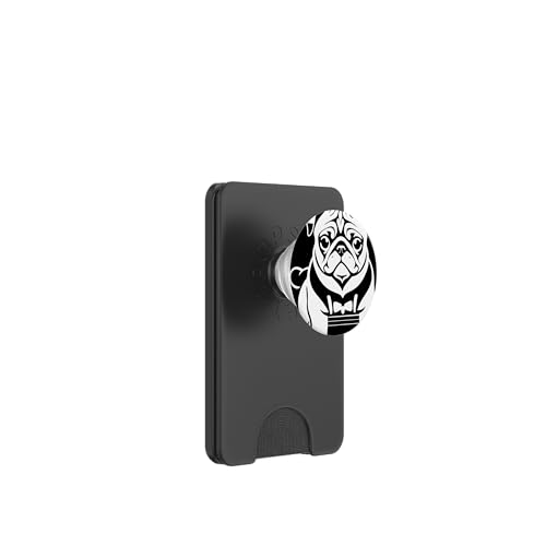 Ilustración monocromática de perros franceses PopSockets PopWallet para MagSafe