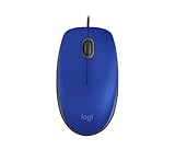 Logitech M110 Wired USB Mouse, Silent Buttons, Comfortable Full-Size Use Design, Ambidextrous PC/Mac/Laptop - Blue