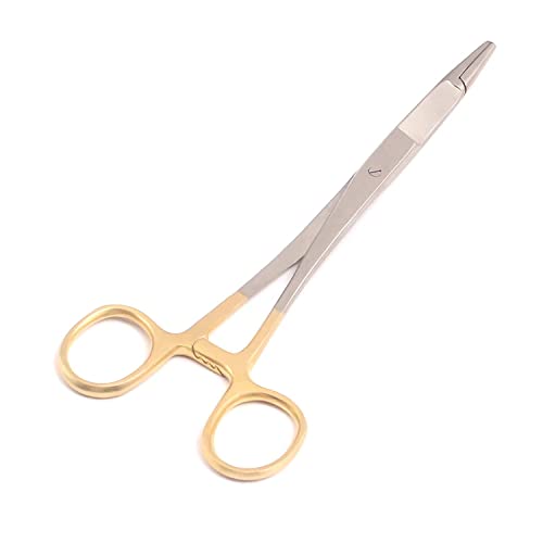 Image of 1 Tc Olsen Hegar Needle Holder 6.5 Inch Needle Holder Hemostat Scissors Gold Handle Rings Precise Canada German Grade Stainless