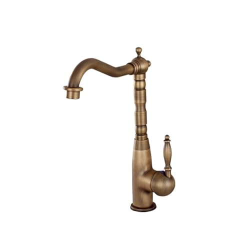 Grifo de latón antiguo tipo cascada para lavabos de alta presencia visual 2