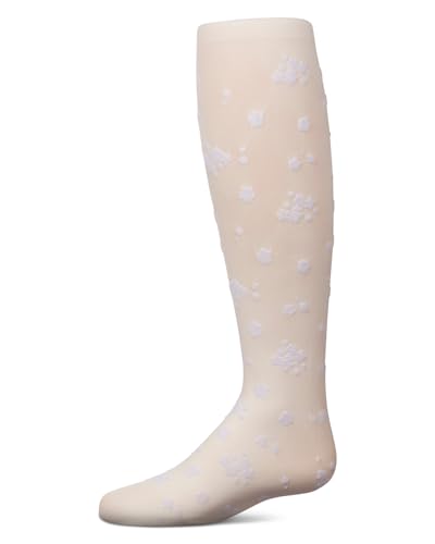 MeMoi Girls Opaque Floral Flocked Tights3