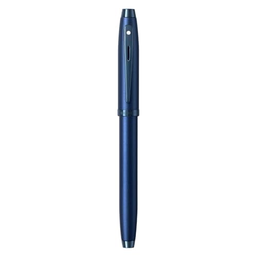 Image of Sheaffer 100 Fountain Pen | G9371 Satin Blue with PVD Blue Trims | Medium Nib Fountain Pen with Small Notebook | Premium Gift Sets | Personalized Name Engraved on Only Pen