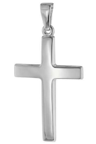 trendor Kreuz-Anhänger 24 mm Weißgold 14 Karat 585 Damen und Herren Goldanhänger, modischer Kreuzanhänger, Geschenkidee, eleganter Schmuck aus Echtgold 75552