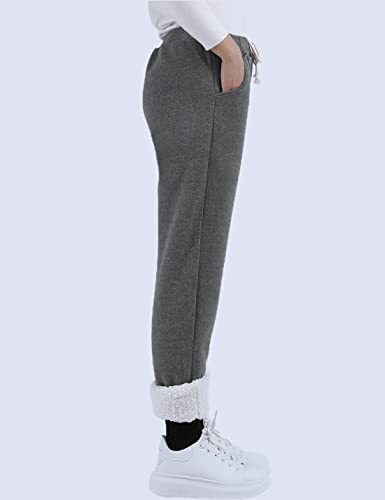 Yeokou Women's Winter Warm Athletic Sweatpants Sherpa Lined Joggers Fleece Pants(Darkgrey-M) #TOP2