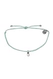 Pura Vida Silver Pineapple Enamel Charm Bracelet - Adjustable Band, 100% Waterproof - Seafoam