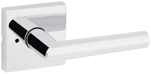 Kwikset 730MILSQT-26 Milan Lever with Square Rose Privacy Door Lock with 6AL Latch and RCS Strike Bright Chrome Finish
