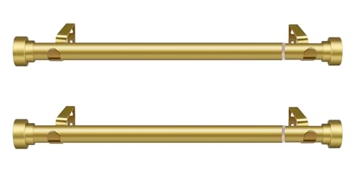 MERIVILLE 1 Diameter Side Curtain Rod Set with End Cap Finials 12-inch to 20-inch (Set of 2) Gold