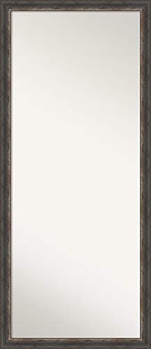 Amanti Art Full Body Brown Framed Floor Leaner Mirror, Glass Size 24X60, Bark Rustic Char Narrow #TOP11