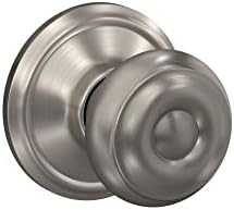 Schlage F10 GEO 619 Georgian Door Knob, Hall & Closet Passage Lock, Satin Nickel