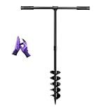 LONGRUNNEW 4' x 38' Spiral Planter Hand Auger - Heavy-Duty Manual Post Hole Digger for Gardens, Fences, Landscaping - Planting Bulbs, Trees, Flowers Garden Hole Digger Tool