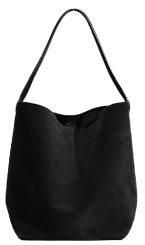 Bolso grande de cuero genuino tipo cubo para mujer miniatura 1