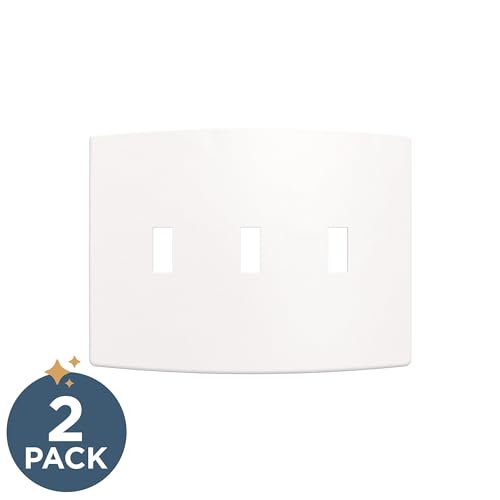 Interrupteur encastré plaque murale 3 bascules blanc lot de 2