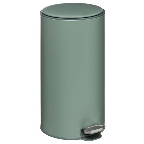 WELL HOME - Papelera / cubo de basura / contenedor de residuos con pedal 30L Retro verde delta