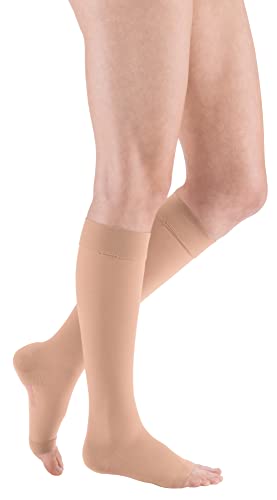 Produktbild medi mediven plus Kompressions Kniestrümpfe Unisex | CCL2 Medizinische Strümpfe für Damen und Herren | Caramel | Größe V