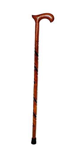 Full Wooden Men's Triple Twist Derby Wooden Walking Stick Beautiful Cane