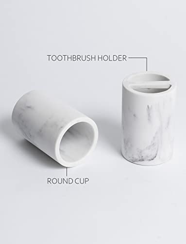 Jo Lavie Premium White Marble 4 Pcs Bathroom Accessories Set. Modern Decor Complete Bath Restroom Accessory Toothbrush Holder Set Juegos De Accesorios De Baño Essentials For Apartment House #TOP5