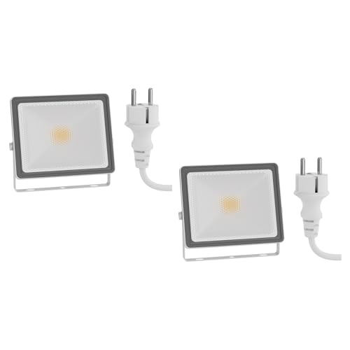 ledscom.de 2 Stück LED Gartenstrahler FLIN für außen, IP66, Stecker, 11,5 W, 837lm, warmweiß