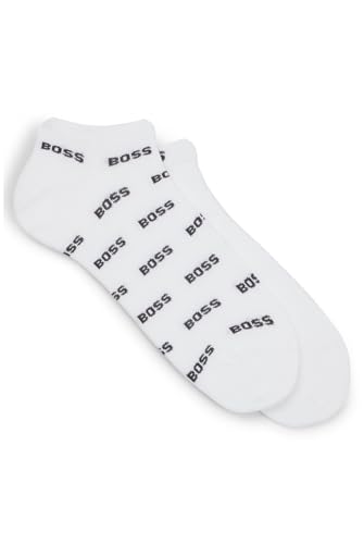 Image of BOSS Mens 2P AS Allover CC Two-pack of branded socks in an ankle length