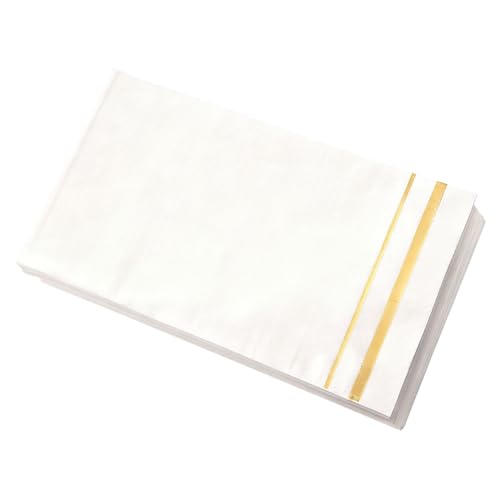 WEKADRIN 100 Piezas Unidades Servilletas de Papel Blancas con Ribete Dorado Toallas Desechables Absorbentes para Bodas Banquetes Fiestas y Cenas Elegantes Diseño Resistente y Sofisticado