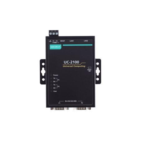 Moxa UC-2112-T-LX Compact RISC-Based Embedded Computer with 1GHz Processor, 2 Serial Ports, 2 LAN Ports (1 Gb Ethernet), Micro SD Card Socket and -40 to 75°C op Temp.